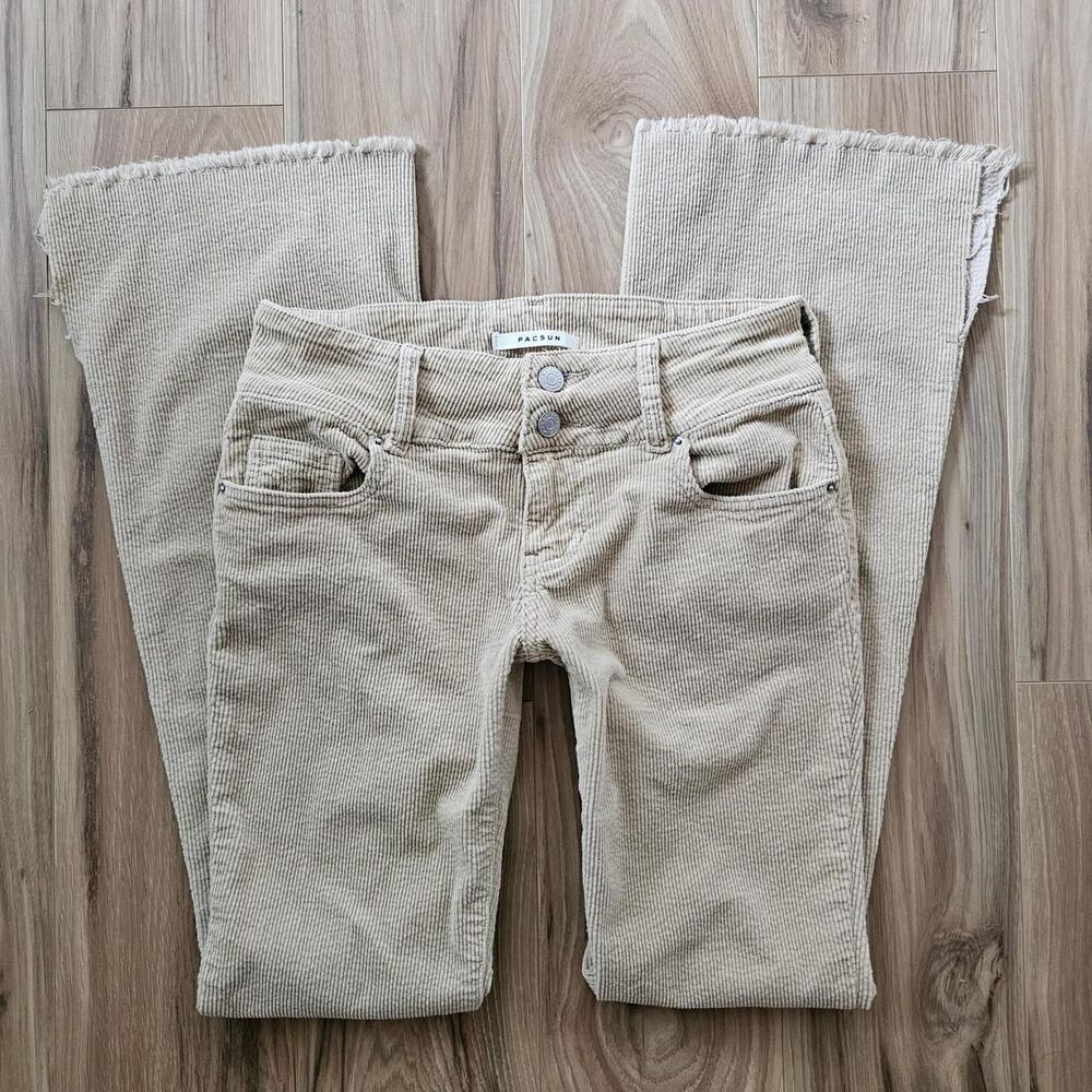 PacSun Low Rise Bootcut Tan Corduroy Pants Size 26"